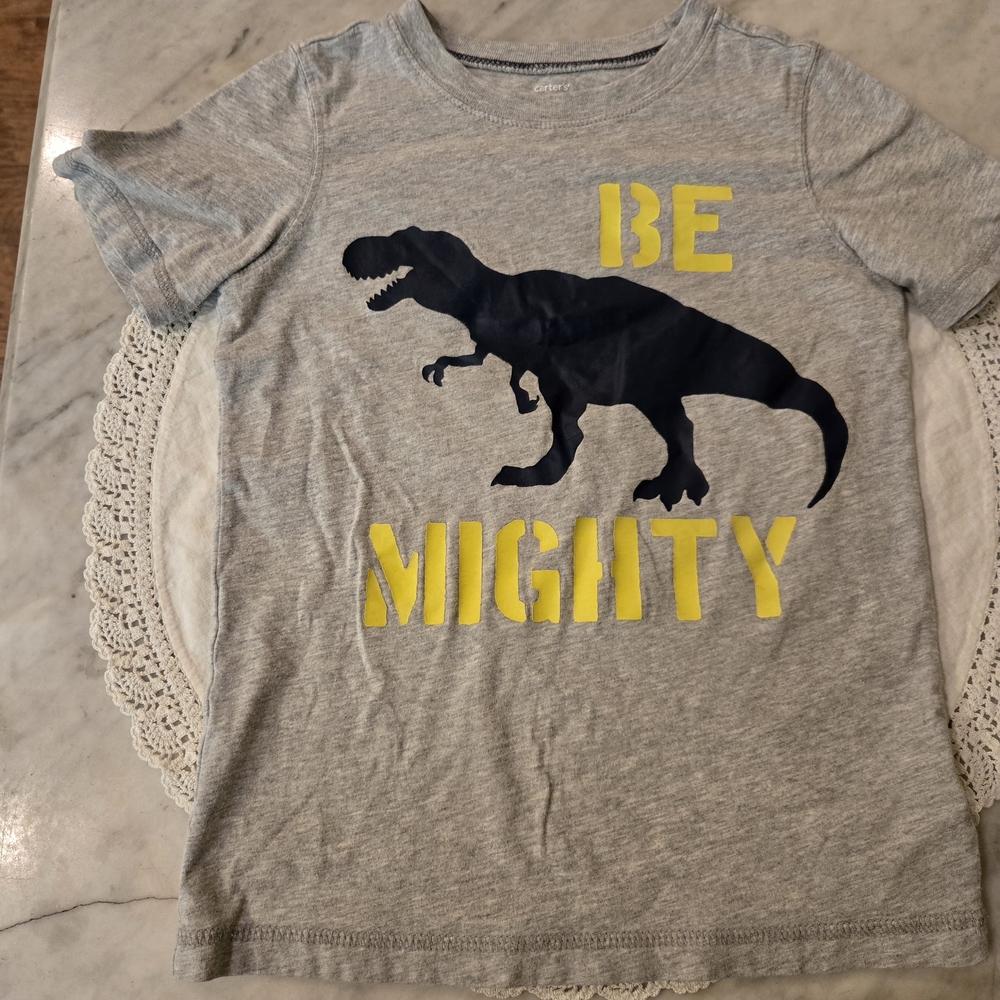 Gray Dinosaur Graphic Kids T-Shirt Size 7